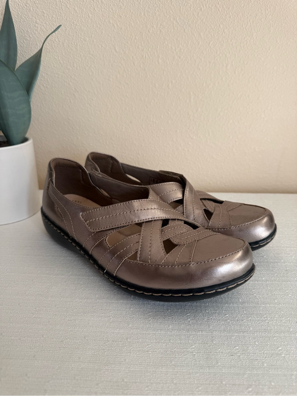 Clark’s Comfort Slip-On Casual Shoes in Metallic Taupe